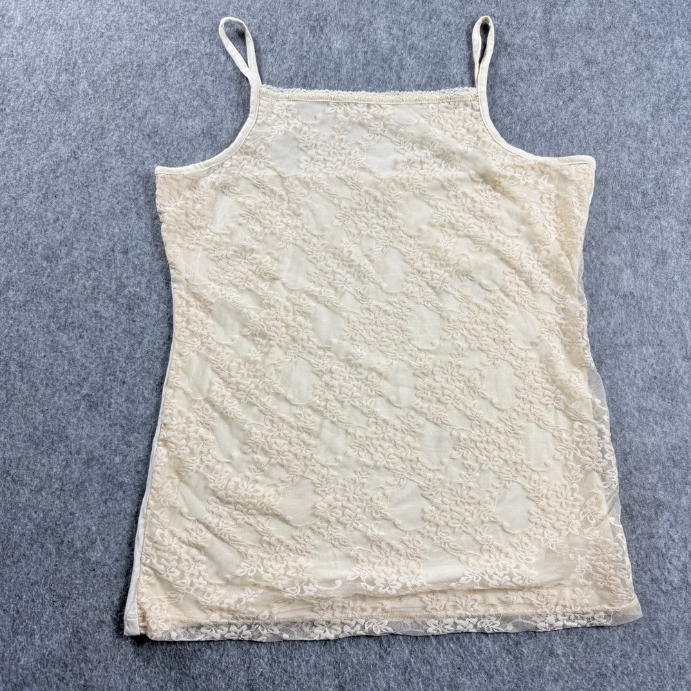 Modbod Women Strap Tank Top XL Cream Floral Lace Camisole‎ Square Neck Spaghetti